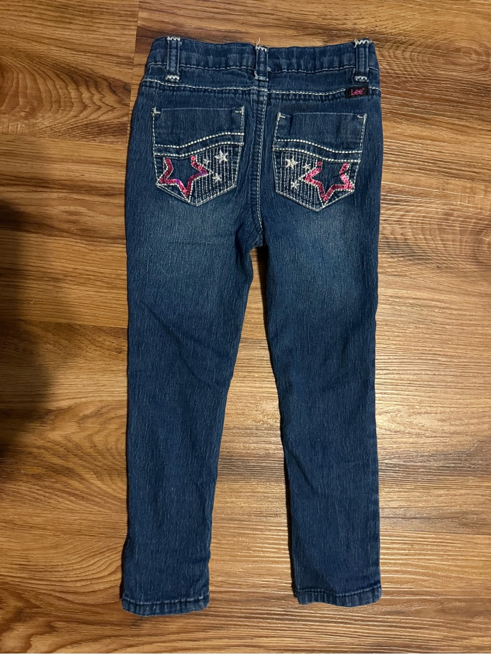Lee Dark Blue Skinny Jeans with Pink Star Embroidery